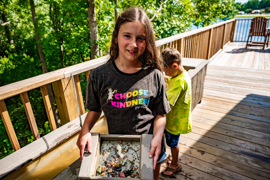 Girl with Gems at Gem Mine